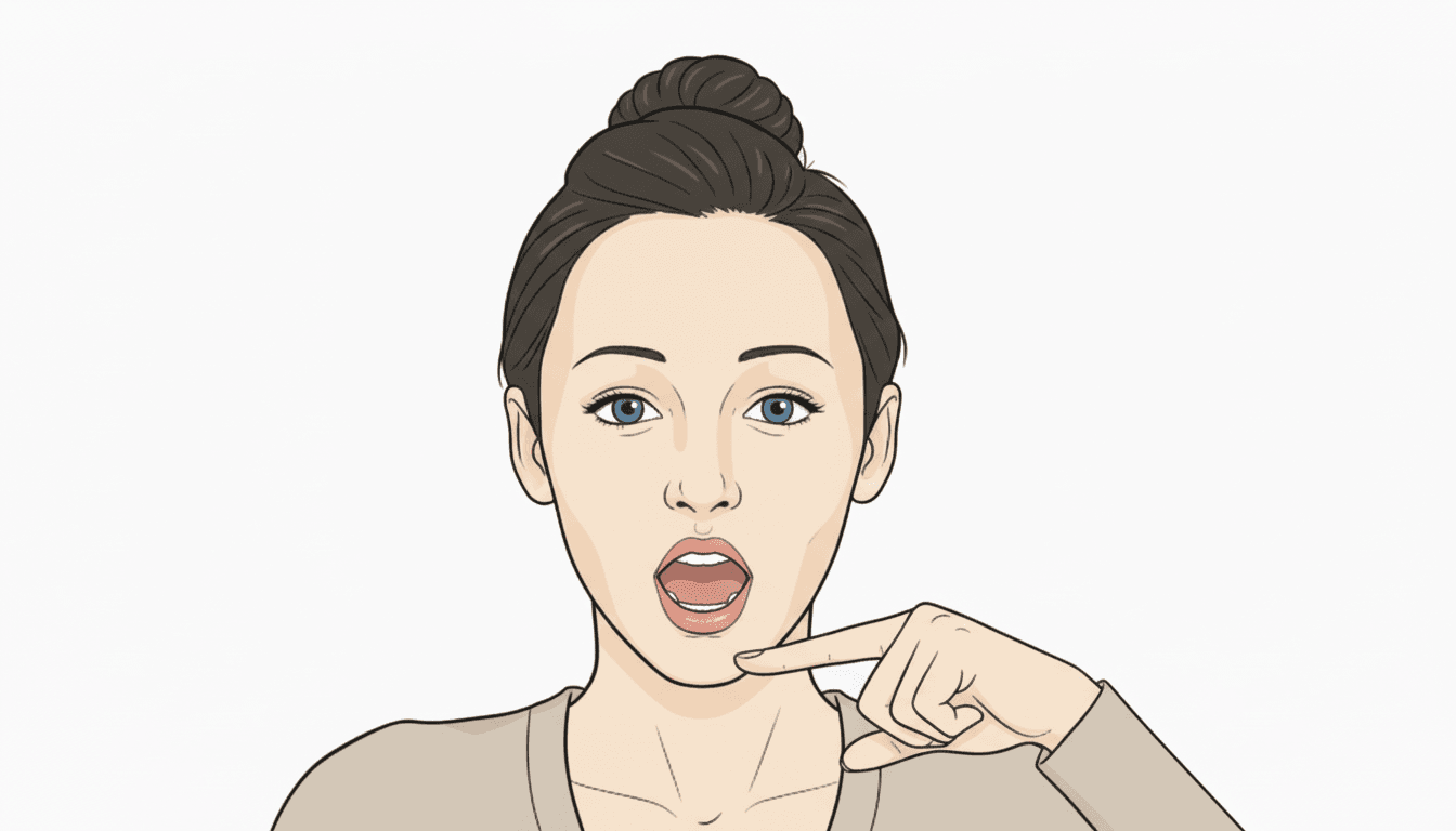 Illustration of isometric jaw resistance: a hand held against the jaw while it presses gently back