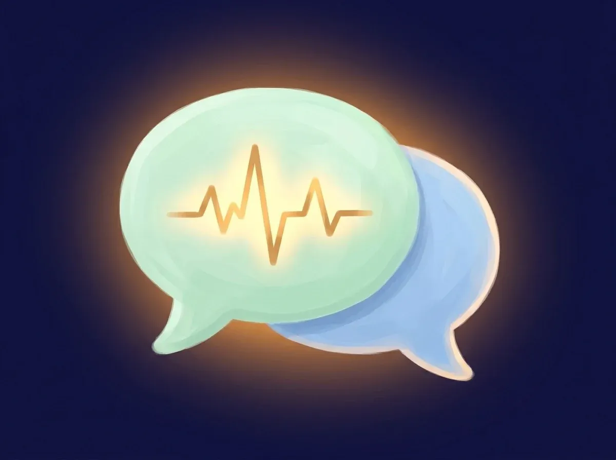 Two speech bubbles, one holding a glowing trace of a night's jaw activity